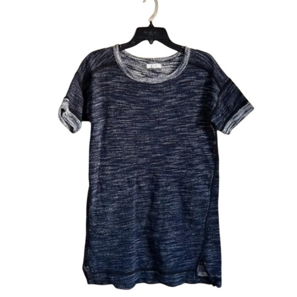 Madewell Blue Marled Tunic Top Pockets 100% Cotton Effortless Casual Comfy Large